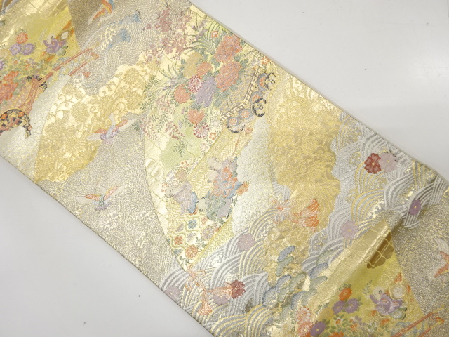 JAPANESE FUKURO OBI / WOVEN FLORAL CART